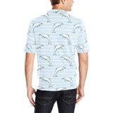 Dolphin blue striped background Men's All Over Print Polo Shirt