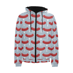 Sausage Pattern Print Design 02 Men's Padded Hooded Jacket