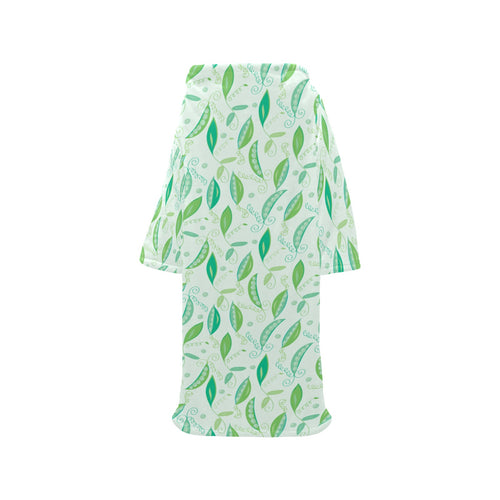 Green Peas Pattern Print Design 01 Blanket Robe with Sleeves