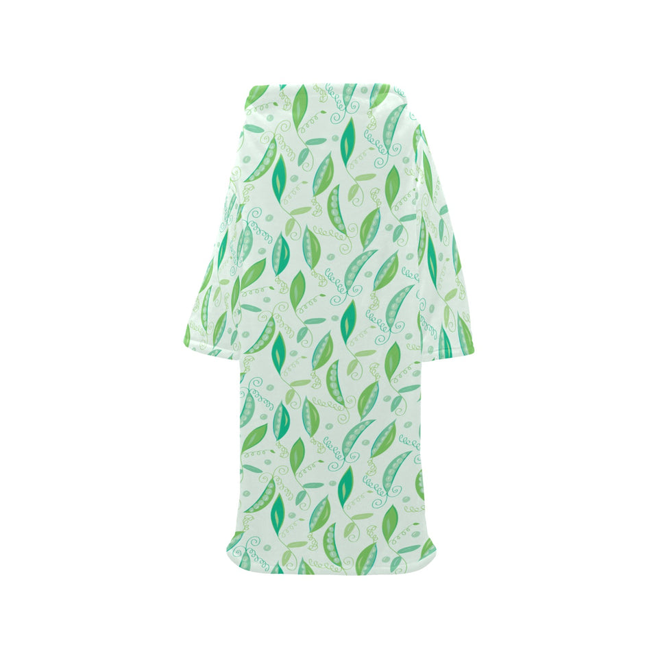 Green Peas Pattern Print Design 01 Blanket Robe with Sleeves