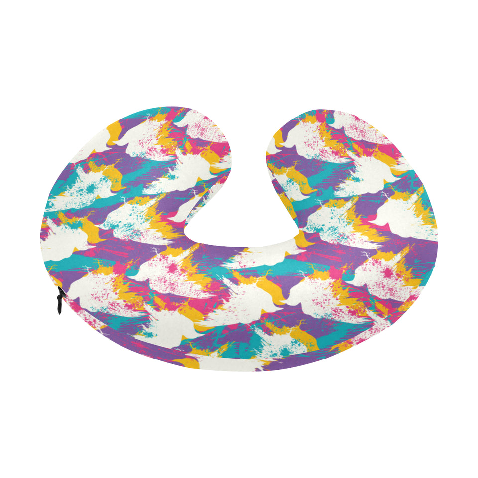 Colorful crow illustration pattern U-Shaped Travel Neck Pillow