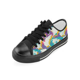 Colorful crow illustration pattern Kids' Boys' Girls' Low Top Canvas Shoes Black