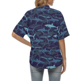Shark pattern Women's All Over Print Hawaiian Shirt