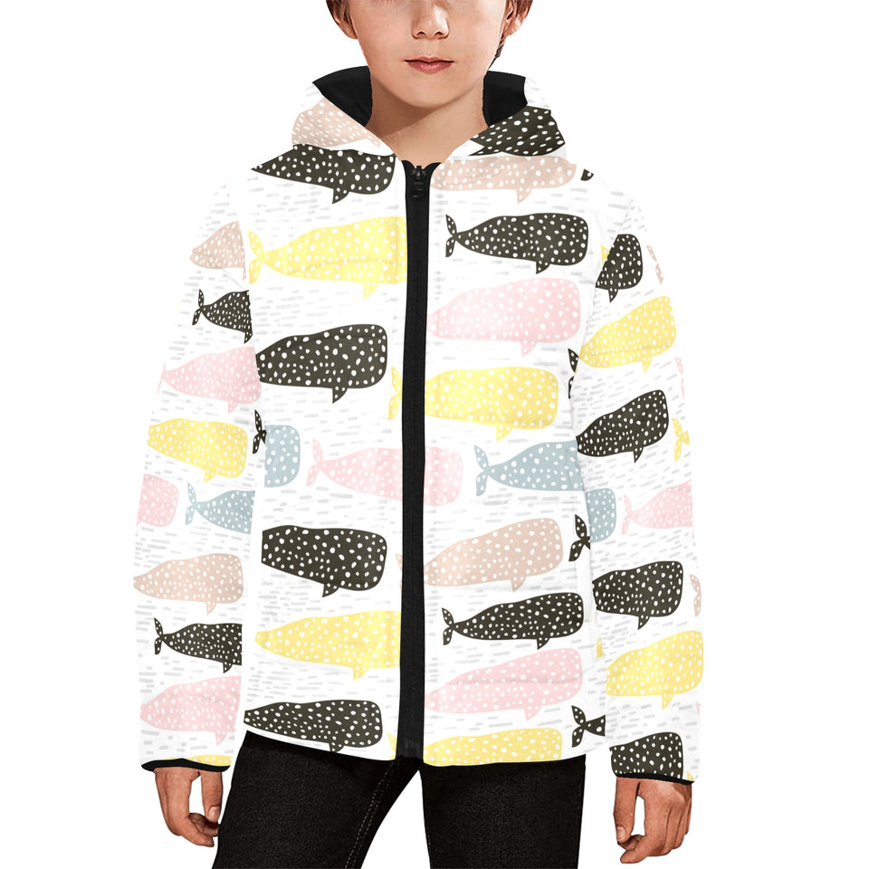 Whale dot pattern Kids' Boys' Girls' Padded Hooded Jacket