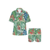 heliconia palm and monstera leaves pattern Women's V-Neck Short Pajama Set