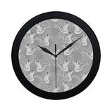 white swan gray background Elegant Black Wall Clock