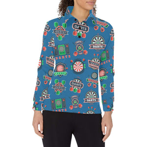 Darts Pattern Print Design 02 Women's Long Sleeve Polo Shirt