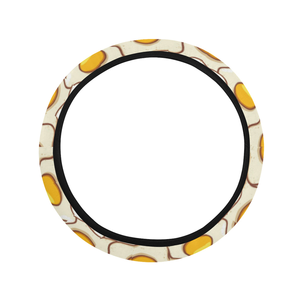 Fried Eggs Pattern Print Design 02 Car Steering Wheel Cover