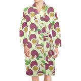 Paassion fruit pattern Men's Long Sleeve Belted Night Robe