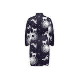 Chihuahua space helmet. astronaut pattern Men's Long Sleeve Belted Night Robe