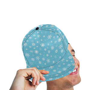 Snowflake pattern blue background All Over Print Snapback Cap