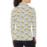 Sandwich Pattern Print Design 05 Women's Long Sleeve Polo Shirt