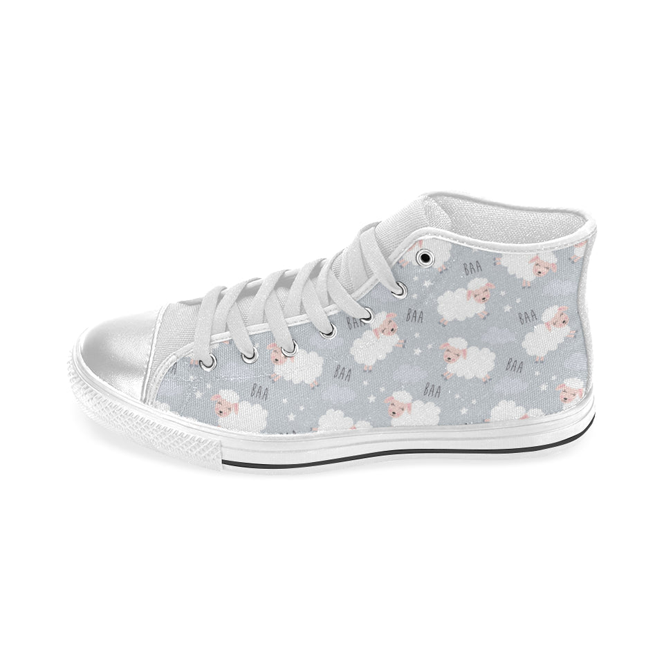 Sweet dreams sheep pattern Women's High Top Canvas Shoes White