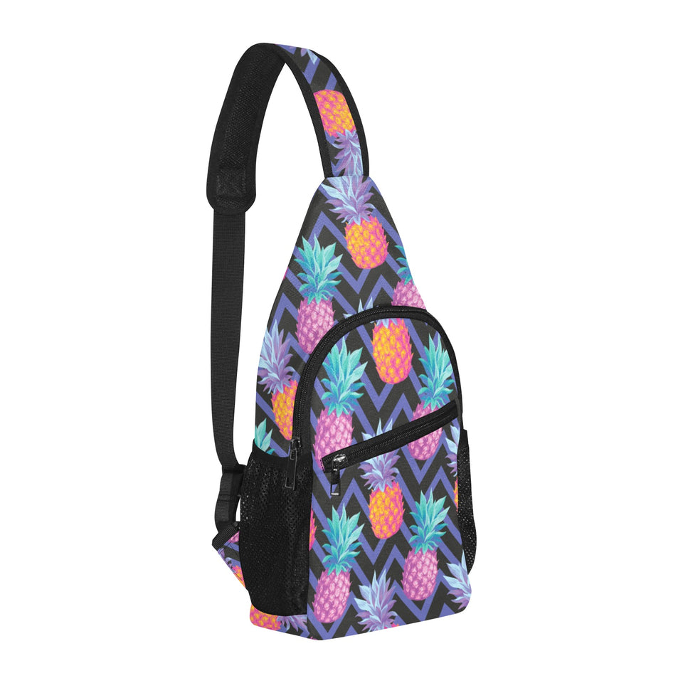 Pineapples pattern zigzag background All Over Print Chest Bag
