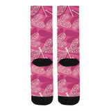 Beautiful dragonfly pink background Crew Socks