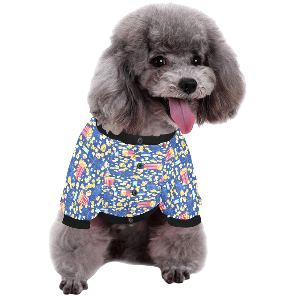Popcorn Pattern Print Design 01 All Over Print Pet Dog Round Neck Fuzzy Shirt
