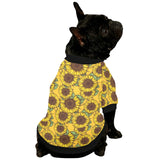 Sunflower pattern All Over Print Pet Dog Round Neck Fuzzy Shirt
