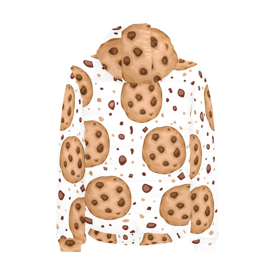chocolate chip cookie pattern Men's Padded Hooded Jacket