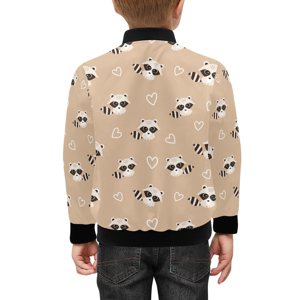 Cute raccoon heart pattern Kids' Boys' Girls' Bomber Jacket