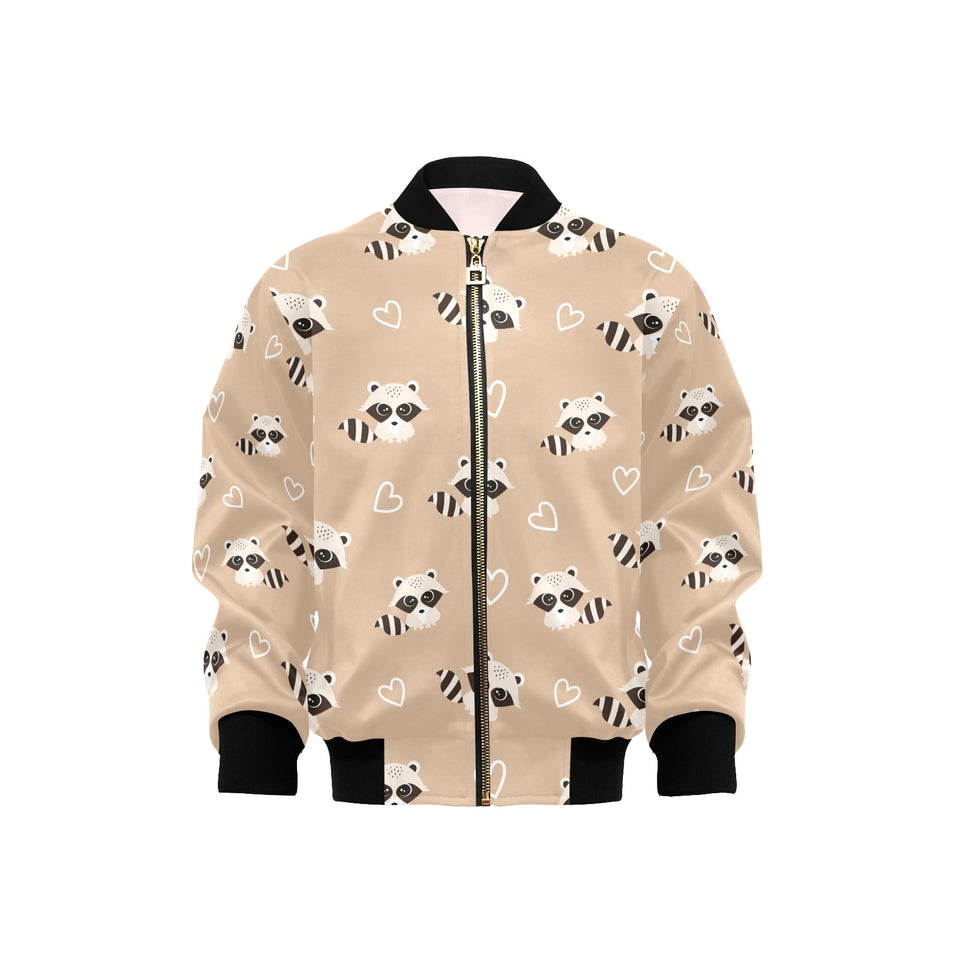 Cute raccoon heart pattern Kids' Boys' Girls' Bomber Jacket