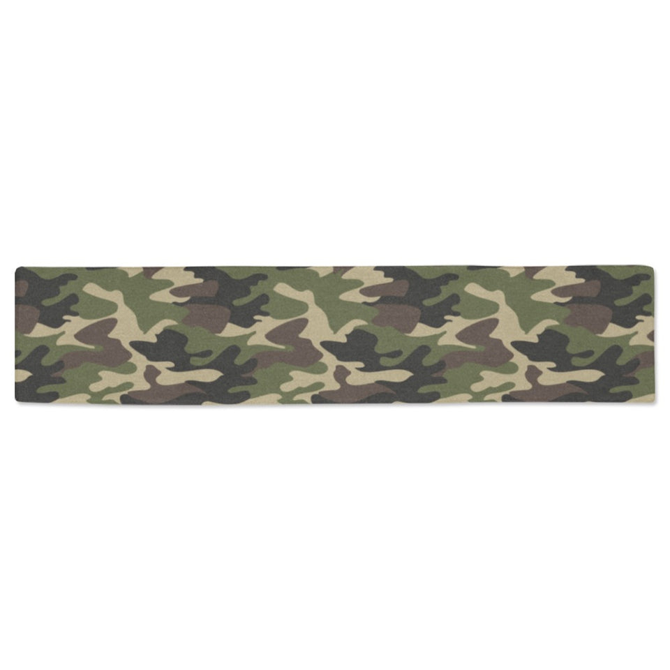 Dark Green camouflage pattern Table Runner