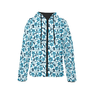 Hibiscus Pattern Print Design 04 Women's Padded Hooded Jacket