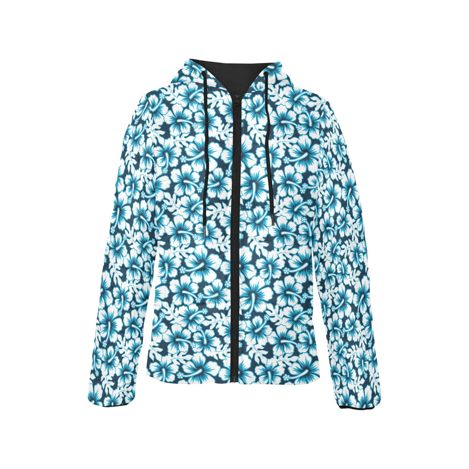 Hibiscus Pattern Print Design 04 Women's Padded Hooded Jacket