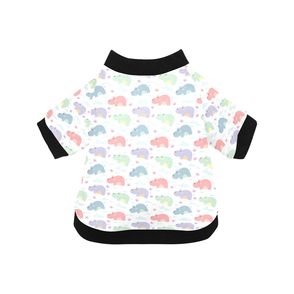 Hippopotamus Pattern Print Design 03 All Over Print Pet Dog Round Neck Fuzzy Shirt
