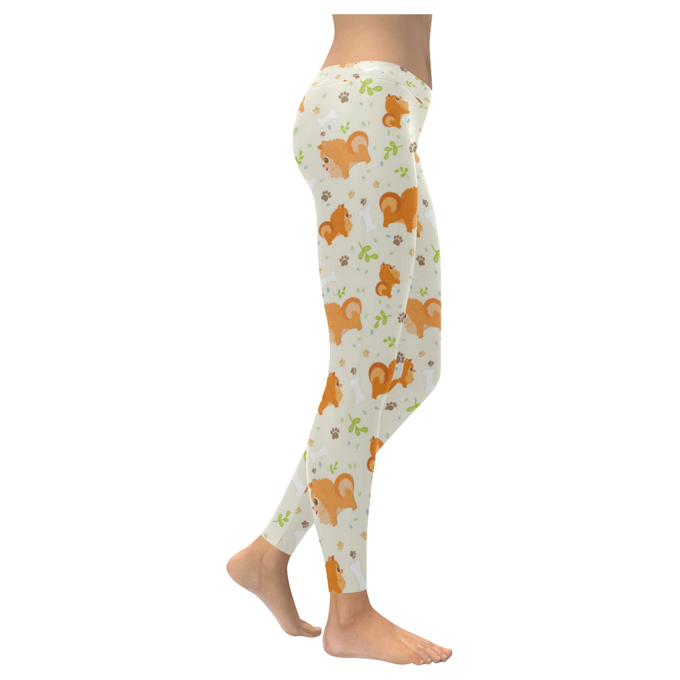 Cute brown pomeranian paw leave bone Women's Legging Fulfilled In US