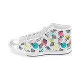 Dragonflies ginkgo leaves pattern Men's High Top Canvas Shoes White