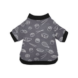 sushi pattern black background All Over Print Pet Dog Round Neck Fuzzy Shirt