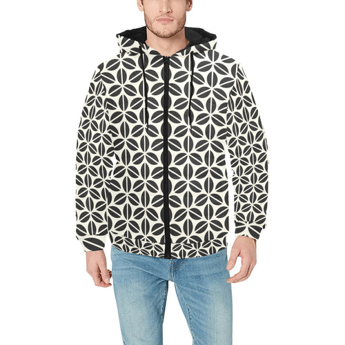Coffee bean abstract modern pattern Men's Padded Hooded Jacket
