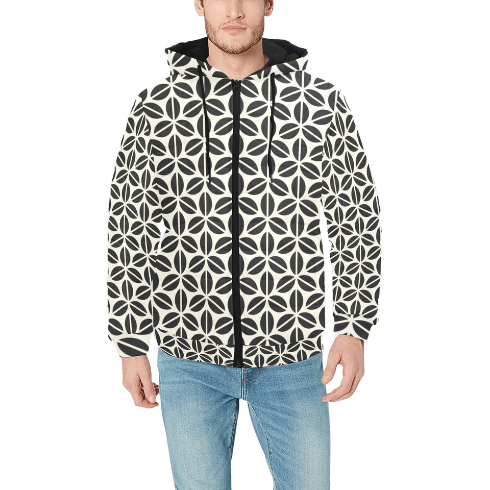 Coffee bean abstract modern pattern Men's Padded Hooded Jacket