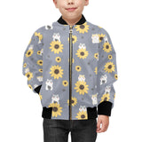 Cute hamster sunflower pattern background Kids' Boys' Girls' Bomber Jacket