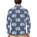 Elephant tribal design pattern Men's Long Sleeve Polo Shirt