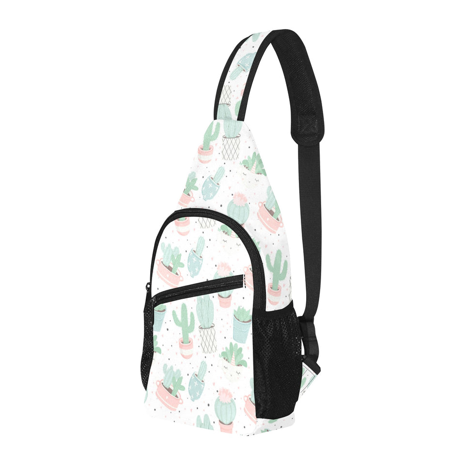 Pastel color cactus pattern All Over Print Chest Bag