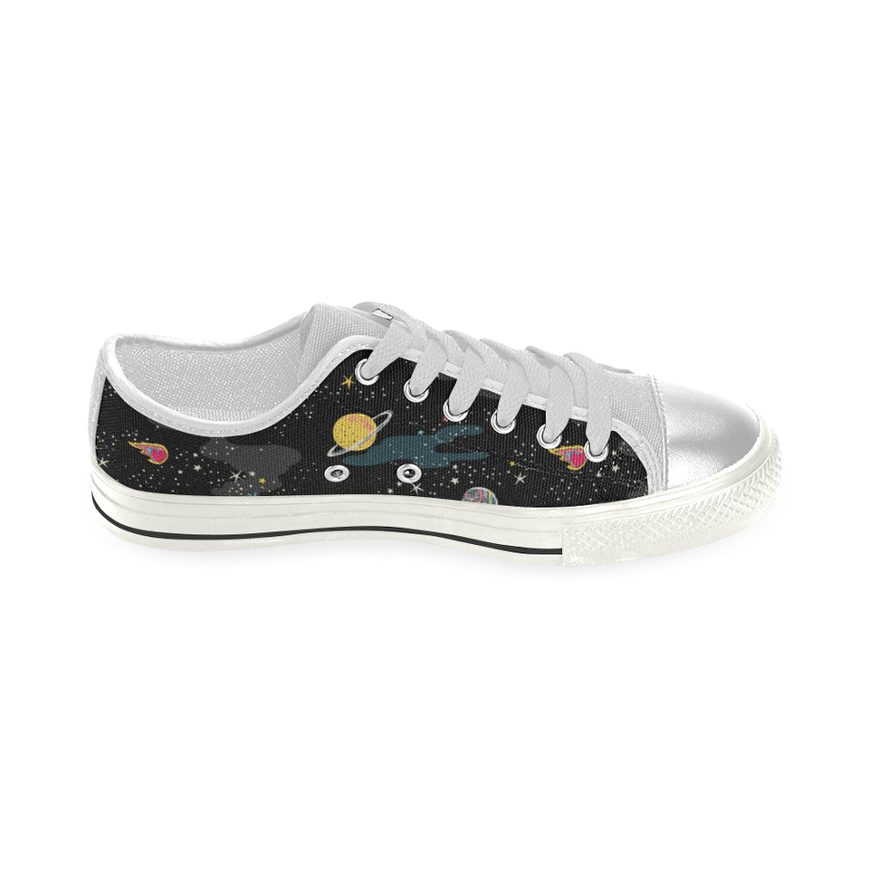 space pattern Women's Low Top Canvas Shoes White