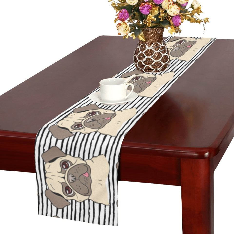Happy pug pattern Table Runner