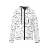 Siberian Husky design pattern Women's Padded Hooded Jacket