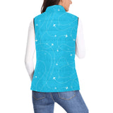 Airplane destinations blue background Women's Padded Vest
