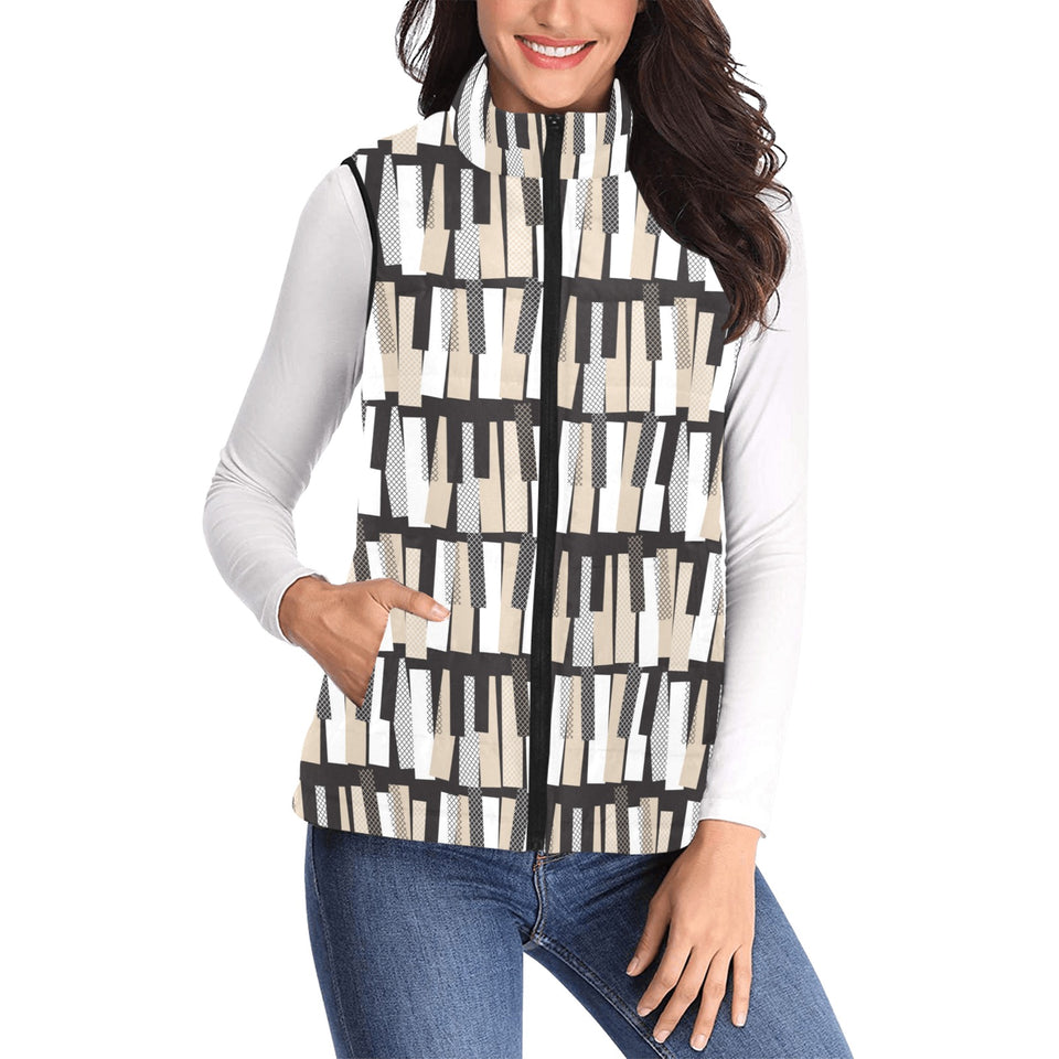 Piano Pattern Print Design 04 Women's Padded Vest