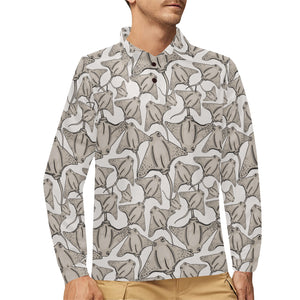 Stingray Pattern Print Design 05 Men's Long Sleeve Polo Shirt