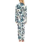 Japanese wave pattern Women's Long Pajama Set