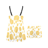 Potato Chips Pattern Print Design 03 Chest Sexy Pleated Two Piece Swim Dress