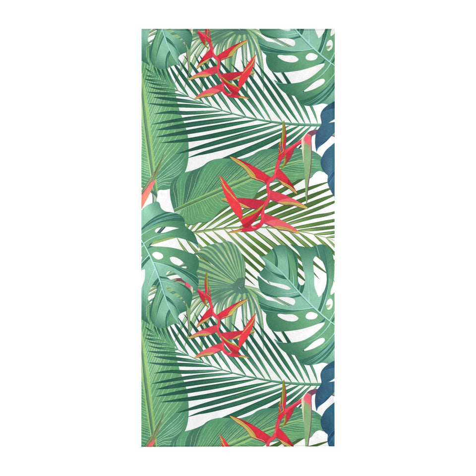 heliconia palm and monstera leaves pattern Beach Towel