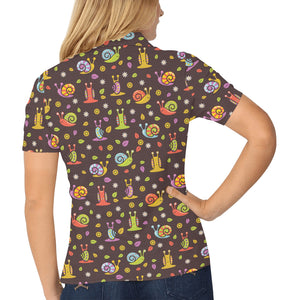 Snail Pattern Print Design 02 Women's All Over Print Polo Shirt