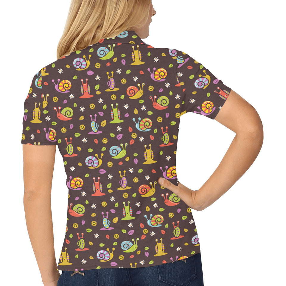 Snail Pattern Print Design 02 Women's All Over Print Polo Shirt