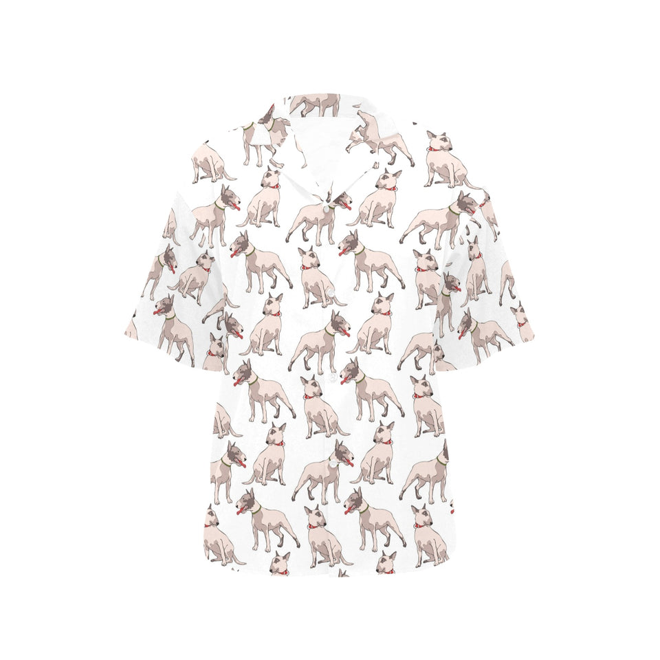 Bull Terrier Pattern Print Design 04 Women's All Over Print Hawaiian Shirt