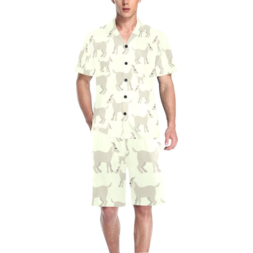 Little young goat pattern Men's V-Neck Short Pajama Set