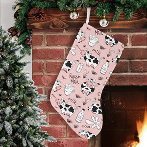 Cows milk product pink background Christmas Stocking